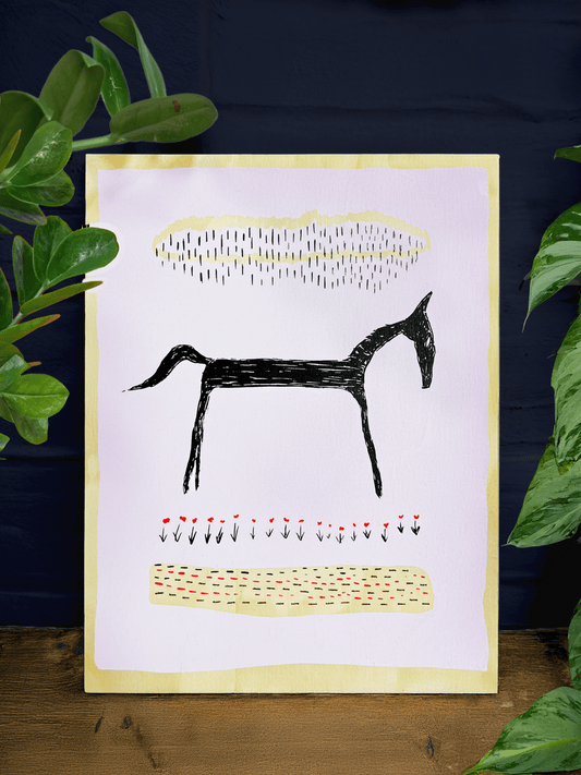 Gone to Pasture | FIRST EDITION screen print on wood panel – Size: 9" x 12"